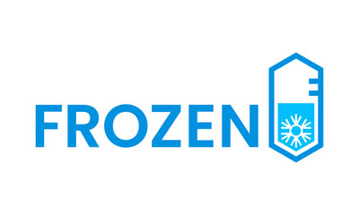 Frozen product icon with ice crystal and snowflake for fresh food package, vector emblem. Cold frozen food label for fresh refrigerated meat, fish and seafood, keep cold sign for shock frost products