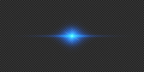 Blue horizontal light effect of lens flares