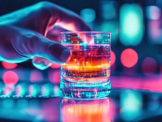 Mocktail innovation, holographic mixology session, futuristic drink design