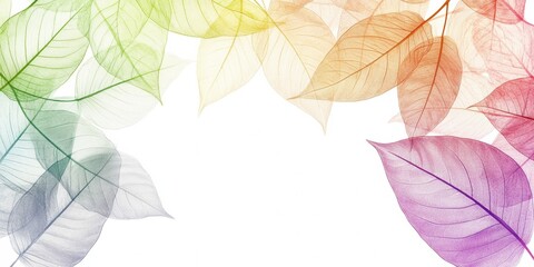 A colorful leafy border with a white background