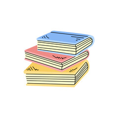 Flat Illustration. Back to School. School essential illustration. Vector textbooks sketch.