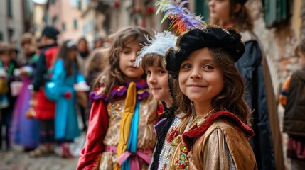 Children in traditional costumes during Italian festival
