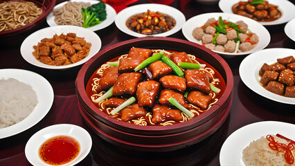 Delicious Chinese cuisine, Chinese meal, Asian cuisine, ai generated