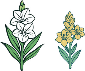 gladiolus flower silhouette vector line art icon