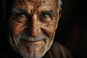 A Grizzled Smile: Capturing the Resilience and Depth of an Elderly Man's Journey Through Life's Trials and Triumphs
