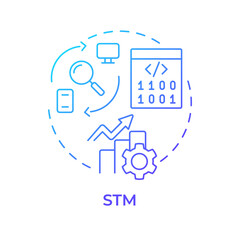 STM blue gradient concept icon. Server downtime, application performance. Software code. Round shape line illustration. Abstract idea. Graphic design. Easy to use in infographic, presentation