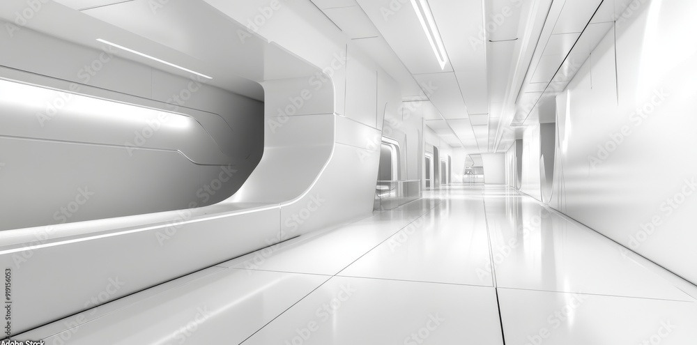 Aufkleber 3d rendering of light corridor with futuristic sci-fi tunnel. modern background.