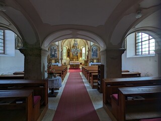 Novy Rychnov Christian Gothic church interior, reflecting religious architecture and spiritual ambiance in the Czech Republic.
