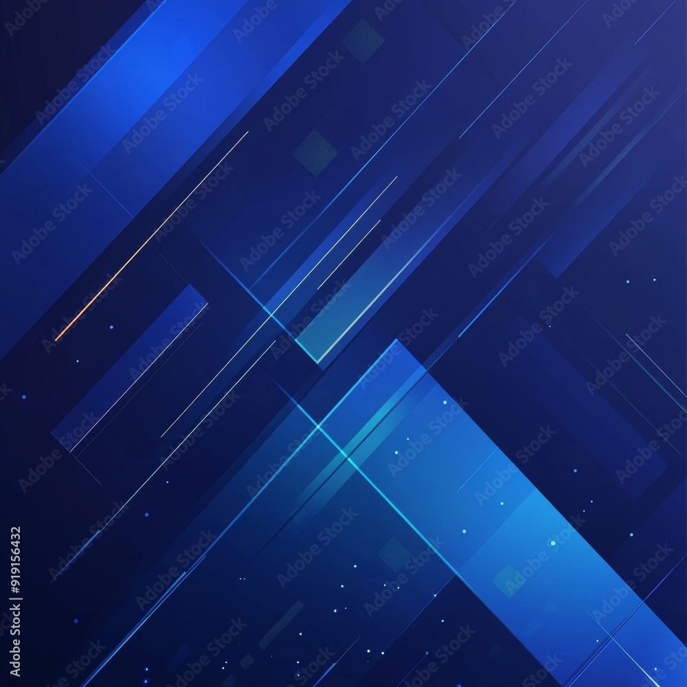 Poster blue background with layers of white diamonds and triangle shapes in transparent design