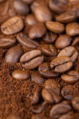 natural ground and roasted coffee for making a drink