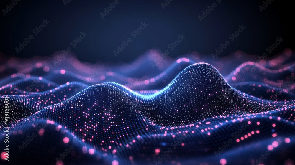Aufkleber an abstract graphic created with stock technology, featuring a wave grid.