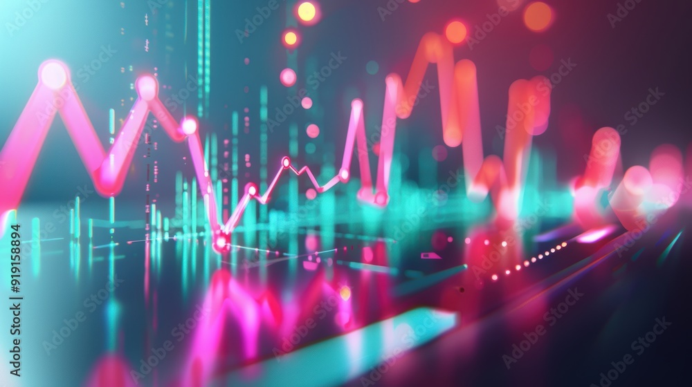 Aufkleber an abstract depiction of financial concepts, showcasing a digital visualization of growth patterns a