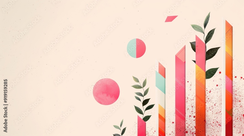 Poster an abstract representation of economic expansion and financial growth, featuring a graph trending up