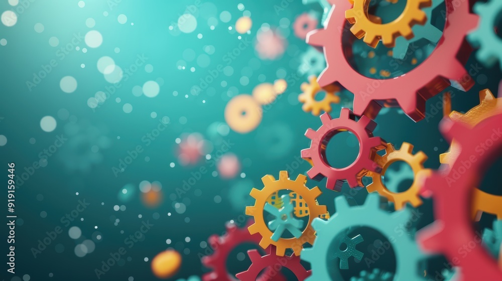Poster a conceptual image of financial concepts illustrated through a network of interconnected gears and c