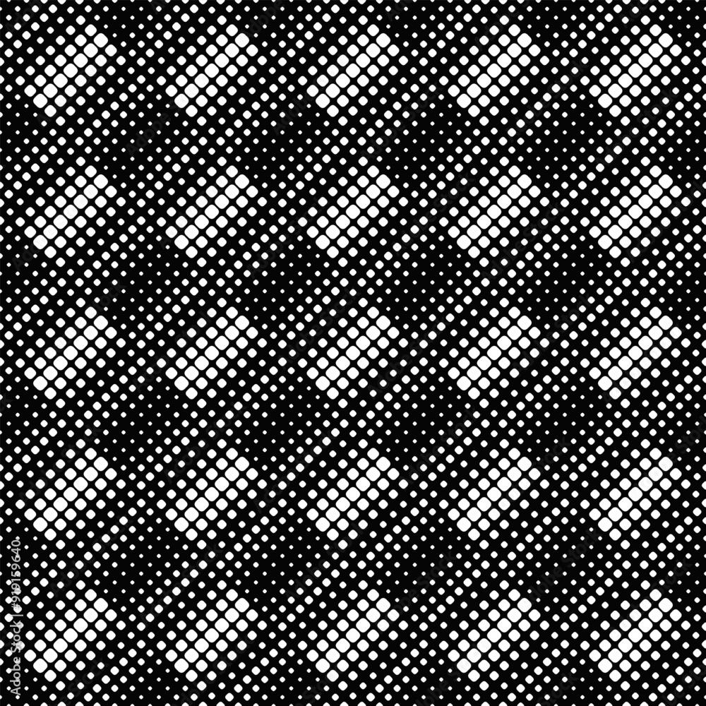 Poster seamless rounded diagonal square pattern background - monochrome abstract vector graphic design