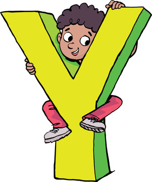 recommend clip art: boy climbs up the capital letter Y