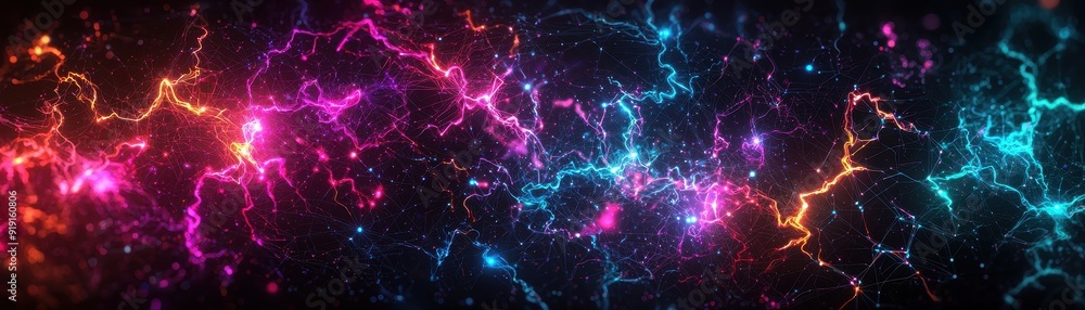 Poster vibrant abstract background with electric colors, showcasing dynamic energy and motion in a mesmeriz