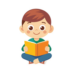 Kid Read Book with isolated vector illustration