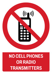 ISO prohibition safety signs_no cell phones or radio transmitters size a4/a3/a2/a1	
