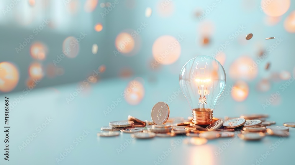 Aufkleber a conceptual image of a light bulb surrounded by coins and dollar signs, symbolizing innovative fina