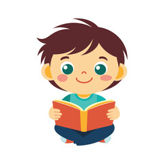 Kid Read Book with isolated vector illustration