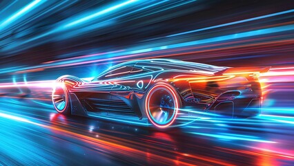 fast moving car in motion blur	