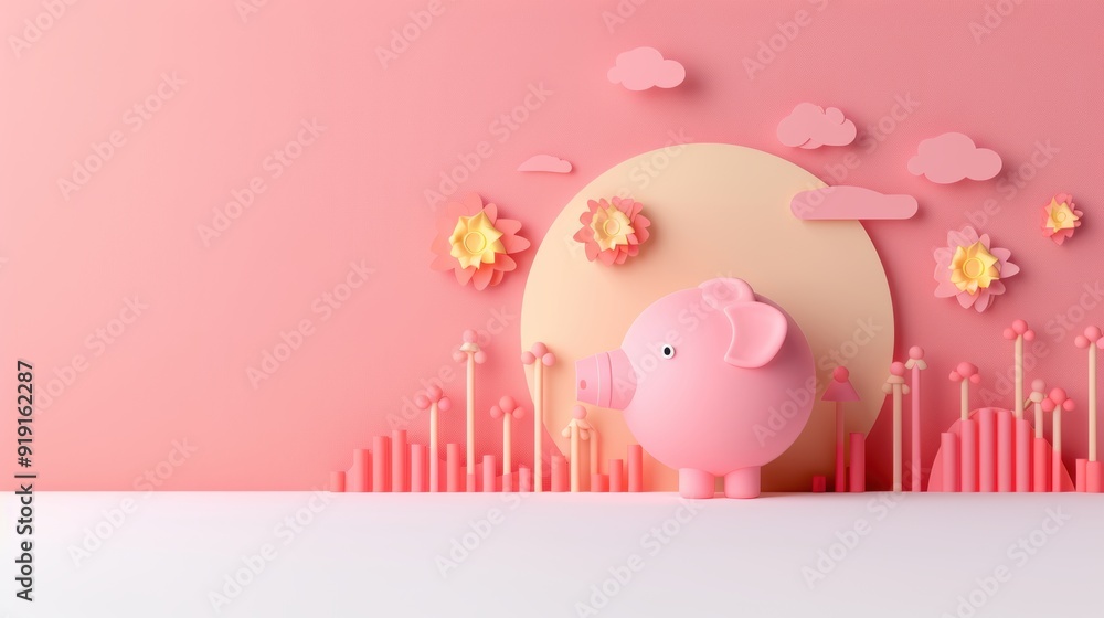 Aufkleber an innovative image illustrating savings goals and financial concepts using modern graphics and icon