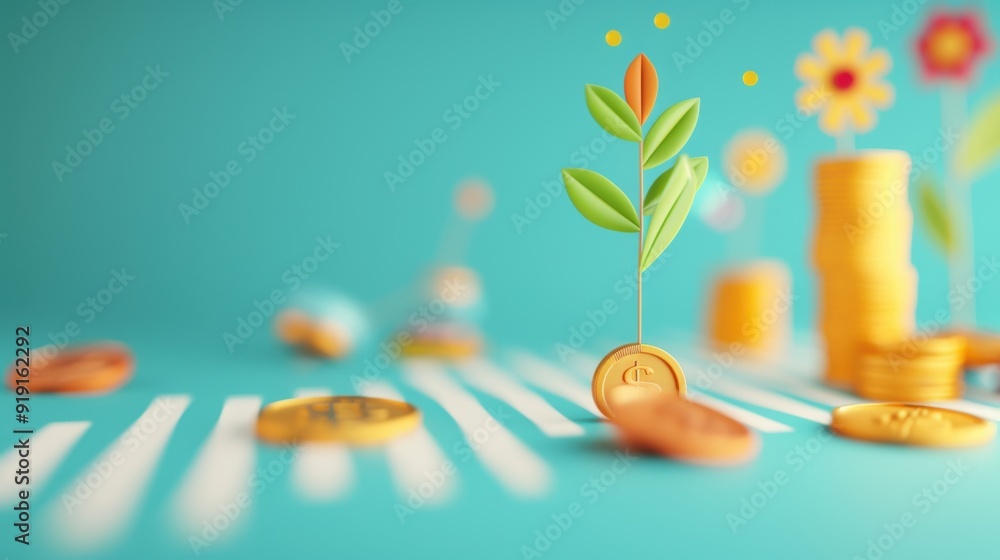 Aufkleber a creative layout featuring a variety of financial concepts and savings goals represented visually t