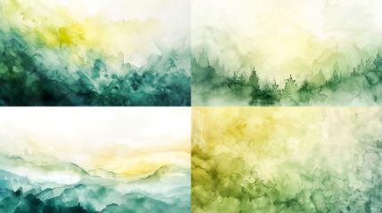 Watercolor gradient wash of auroras, blending soft greens and yellows, creating a dreamy and peaceful effect