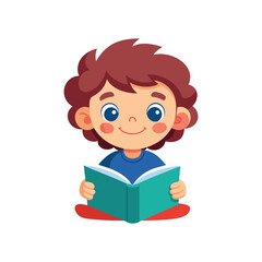 Kid Read Book with isolated vector illustration