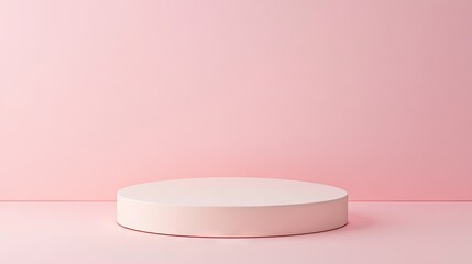 A round pedestal with a solid pastel pink background, perfect for beauty and fashion product presentations.