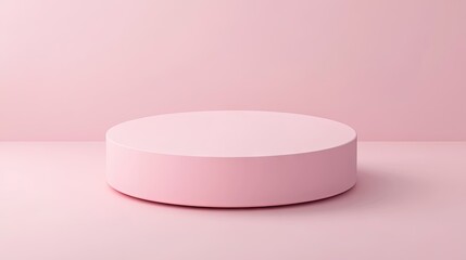 A round pedestal with a solid pastel pink background, perfect for beauty and fashion product presentations.