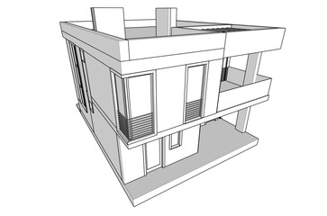 house building sketch architecture 3d illustration