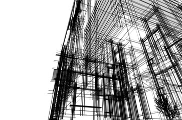 house building sketch architecture 3d illustration