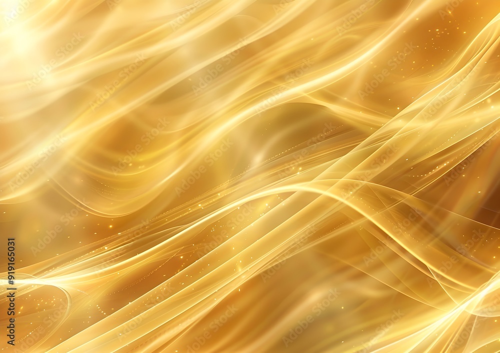 Poster abstract golden background with soft flowing lines and curves, creating an elegant and luxurious atm