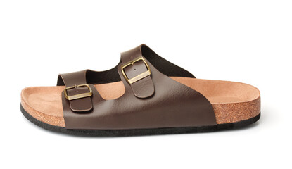 Side view of single leather cork sandal