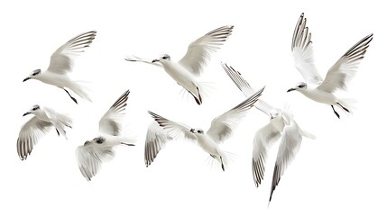 Fototapeta premium A Flock of Seagulls in Flight