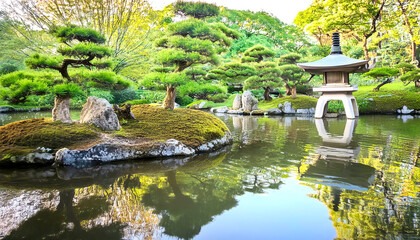 Zen Garden Serenity: A minimalist masterpiece capturing the essence of tranquility with carefully arranged stones, raked sand, and lush moss, creating a harmonious and peaceful oasis. Japan. 2