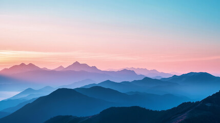"Beautiful mountain ranges at sunset, with the sky painted in vibrant hues, creating a stunning and serene landscape."