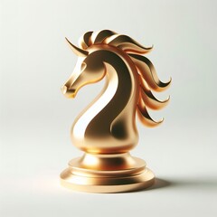 minimalist 3d gold chess horse