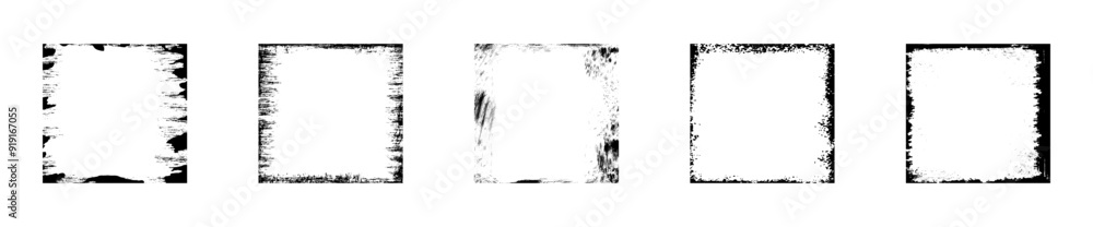 Poster grunge frame vector set. grungy brush frames collection.