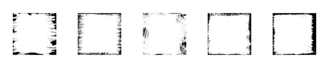 Grunge frame vector set. Grungy brush frames collection.