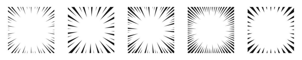 Comic burst vector frames. Manga motion frame vector set.