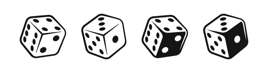 Playing dice cubes vector icon set.