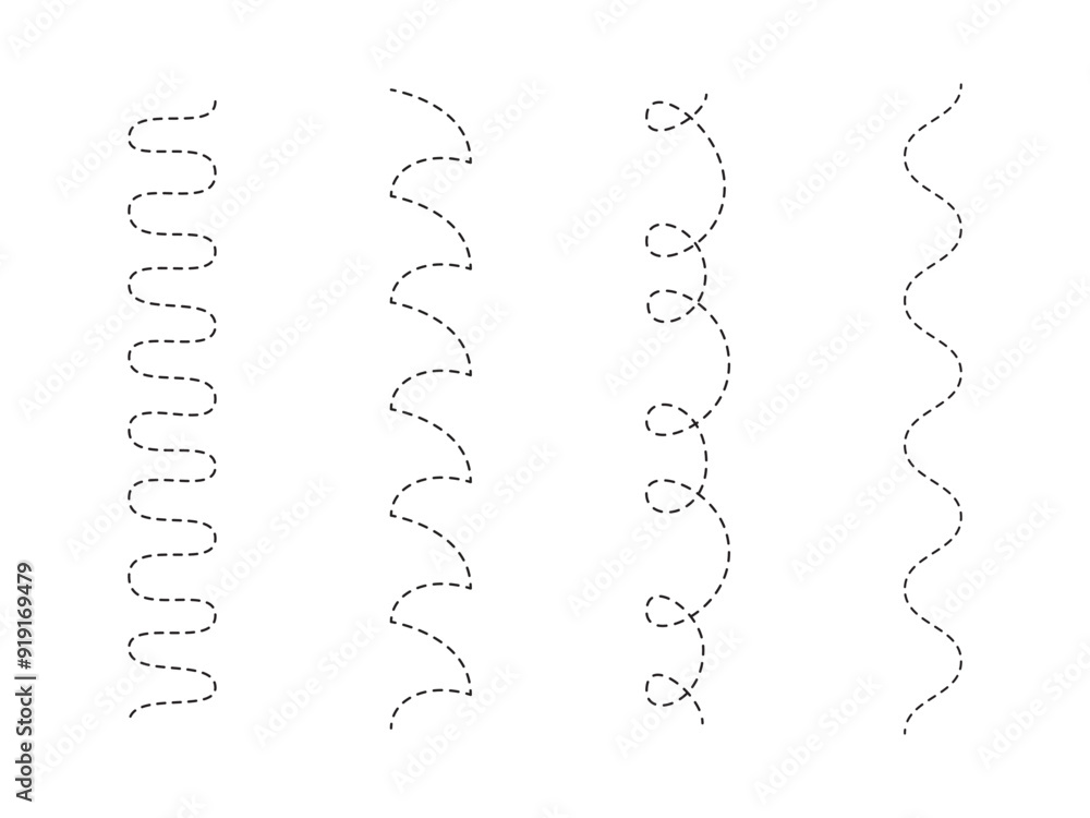 Poster dashed line vector set.