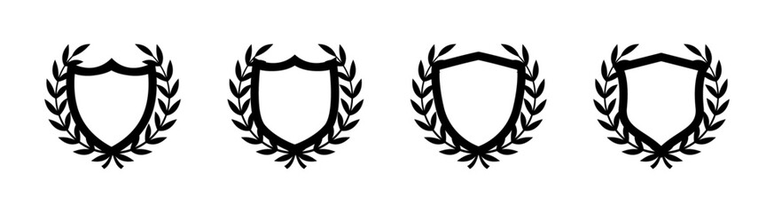 Shield with laurel wreath vector icons.