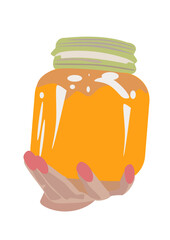 jar of honey on the white