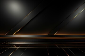 Abstract black and gold background with glowing lines.