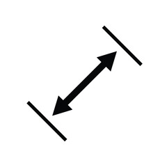 slanted dimension tool mouse cursor for graphic design software computer pointer, click ditance pointer black and white style