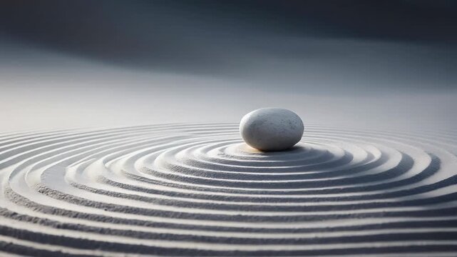 Zen garden, hypnotic simple illustration, calm relax and meditation concept	
